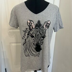Gray Zebra Graphic T-Shirt